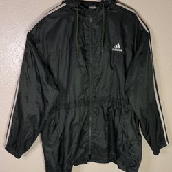 Adidas Windbreaker Jacket XL Y2K 90s Logo Hoodie Vintage USA Green