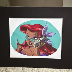 16x20 "Money Mermaid" Wall Art – Hand Drawn & Matted