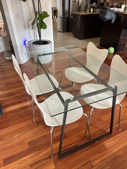 Glass top dining table and chairs