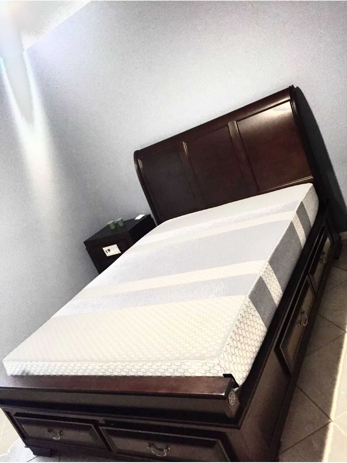 Queen Bed Frame With Thin Box spring Only. NO MATTRESS!