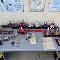 Vintage Japanese Hina Dolls Traditional Hinamatsuri Doll Collection Set With Accessories 