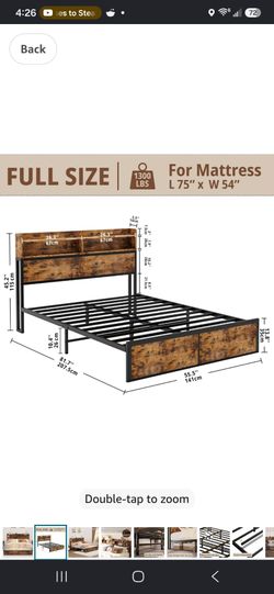 Amazon Bed Frame FULL Size with plug ins.