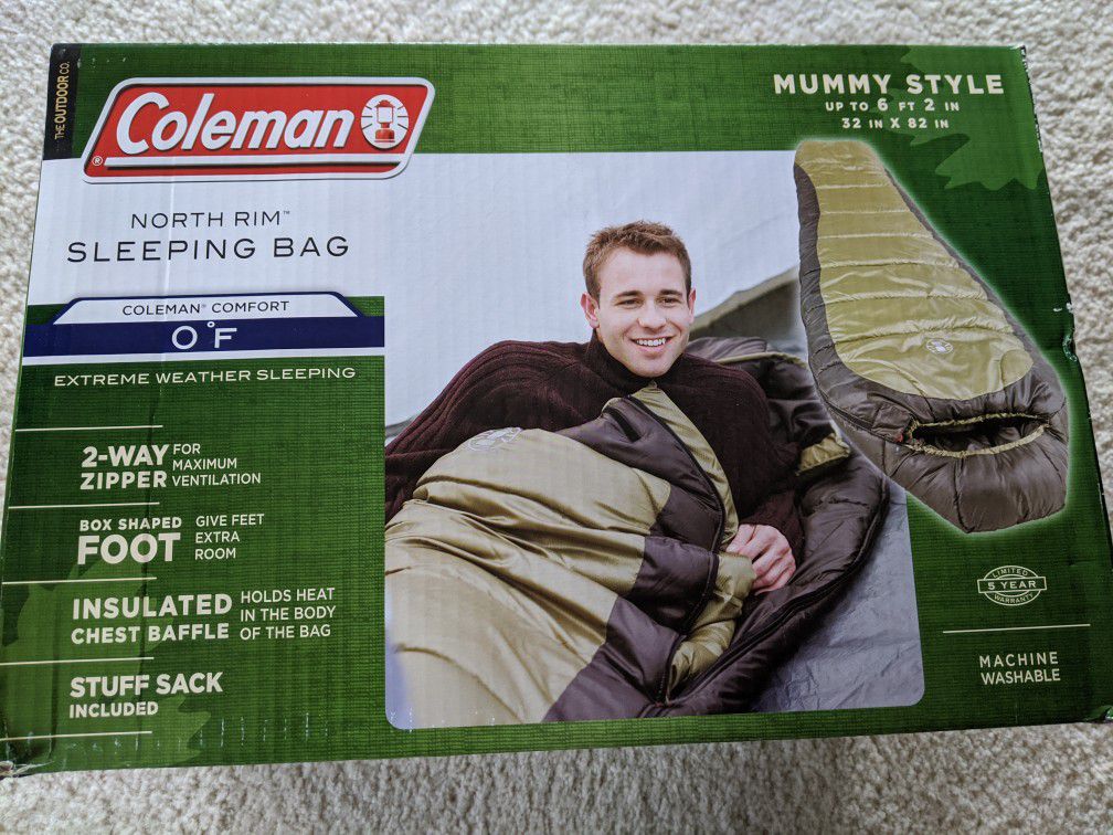 Coleman North Rim mummy-style sleeping bag- BRAND NEW