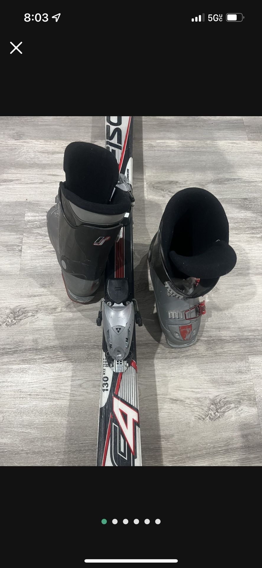 ski fischer 130 cm &boots atomic 23 for all 105$