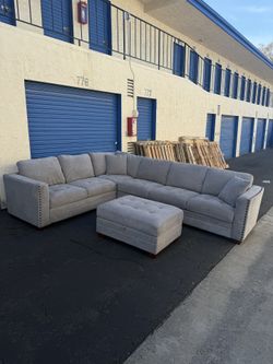 Selena Fabric Sectional with Storage Ottoman – Like New – Only $600