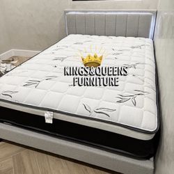 Queen Size Bed Frame With Pillow Top Mattress Included 