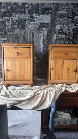 Pair of Pine Bedside Tables with Drawer