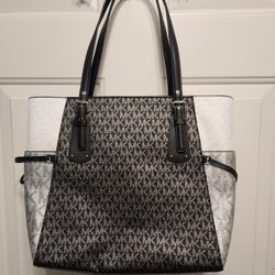 Michael Kors Black White Silver Tote
