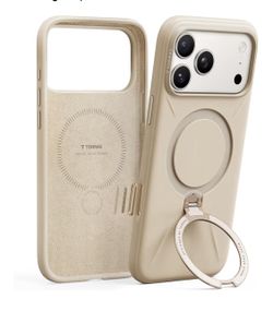 Silicone 360 Spin for iPhone 17 Pro Case with Stand, Fit for MagSafe, Magnetic Ring Kickstand with Camera Control, Liquid Silicone Rubber Soft Phone C