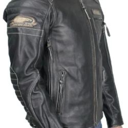 Harley Davidson Men Screamin Eagle Distress Black Leather Jacket Sm 98028-18VM