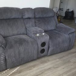 Grey velvet couches