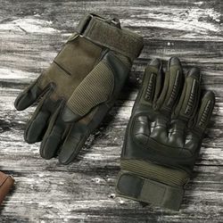 Biker Protective Gloves Unisex Touch Screen, Medium. Army Green. New.