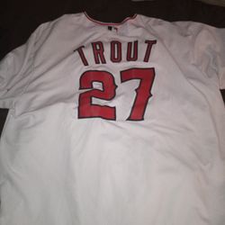 White Stitch Mike Trout Jersey 2xl