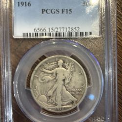 1916 Walking Liberty Half Dollar PCGS F15