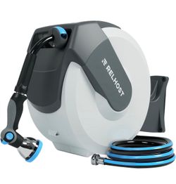 Used RELHOST Retractable Hose Reel Wall Mount Garden Hose Reel with Nozzle