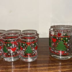 🎄 Vintage Christmas Glass Set – Never Used-OBO