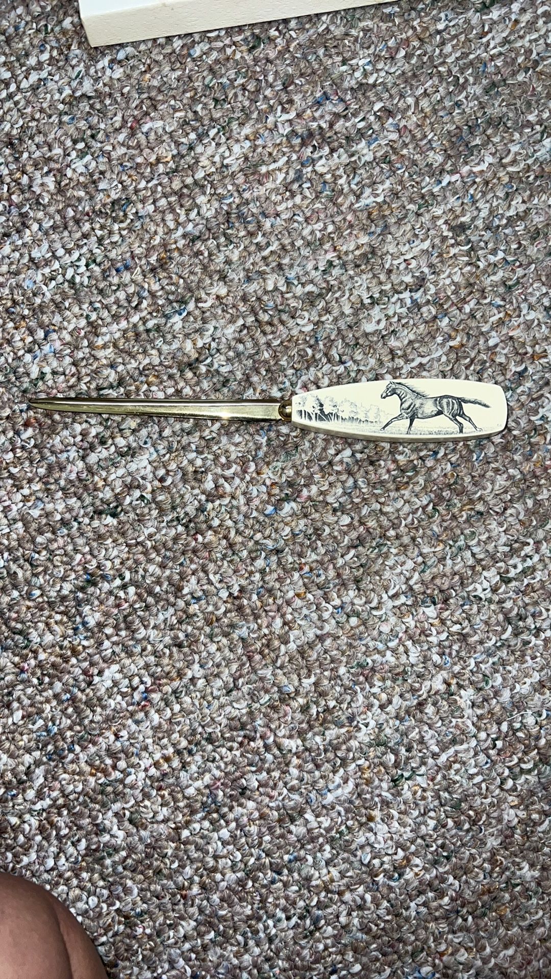 North coast trading Company handcrafted classic etchings mail opener with black horse