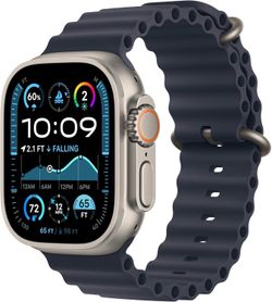 Apple Watch Ultra 2 [GPS + Cellular, 49mm] - Titanium Case with Blue Ocean Band, One Size.
