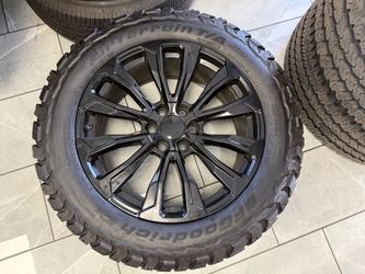 22" Black Rims w/ Brand New 285/55R22 BFGoodrich AlI-Terrain T/A KO3 Tires - TPMS