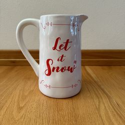 Let it Snow Ceramic Christmas Pitcher 