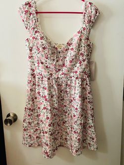 Floral Mini Dress with Lace Trim xl new