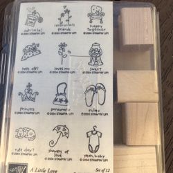 Set of 12 Never Used Stampin’ Up Wood Art Stamps - A Little Love 
