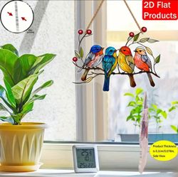 "Branch of Four: Stained-Glass ACRYLIC Songbird Suncatcher"