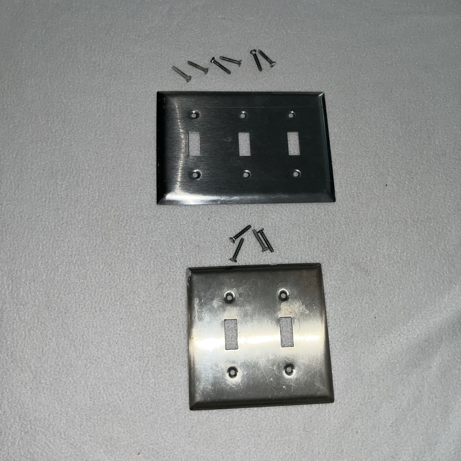 Metal Silver Chrome Switch Plates 2 (1) And 3 (1) Switches (2) Lot B006