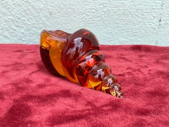 Vintage Cristal St. Louis France Amber Crystal Seashell Paperweight