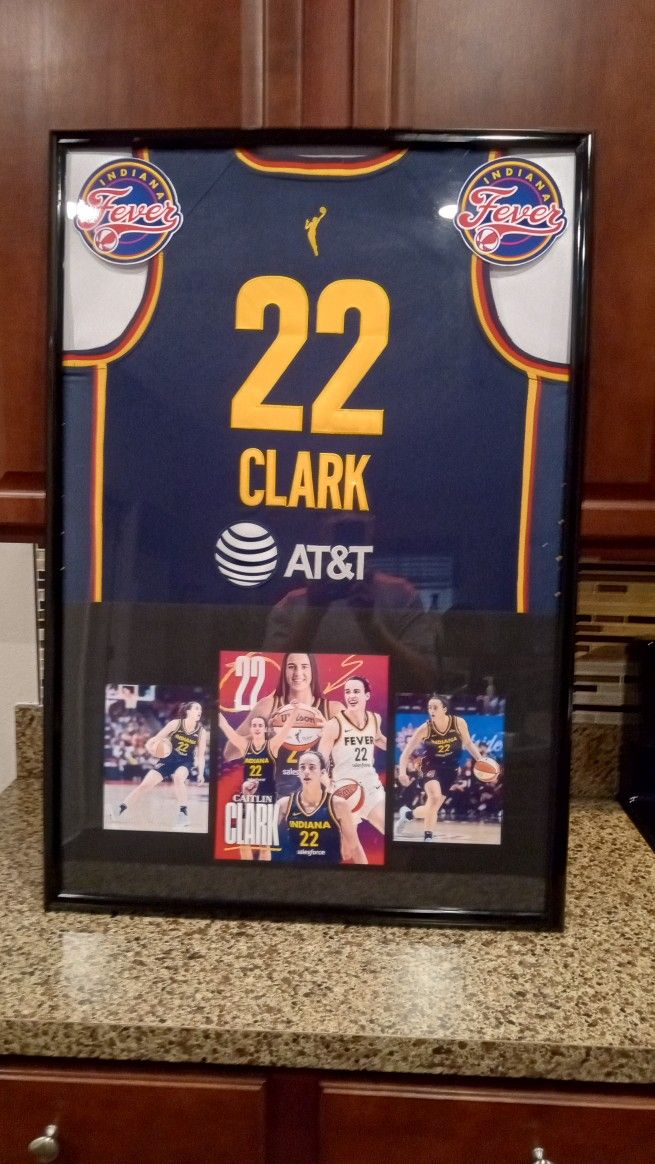 CAITLIN CLARK OF THE INDIANA FEVER, CUSTOM STITCHED AUTHENTIC FRAMED JERSEY.