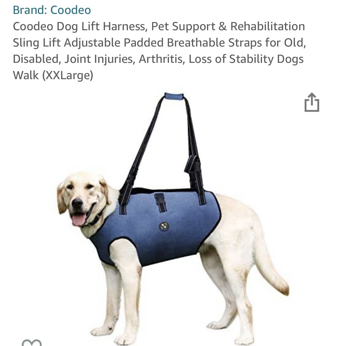 Dog Lift Harness Size XXL
