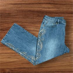 Michael Kors, capri straight cut Embellished Blue Jeans size 12 