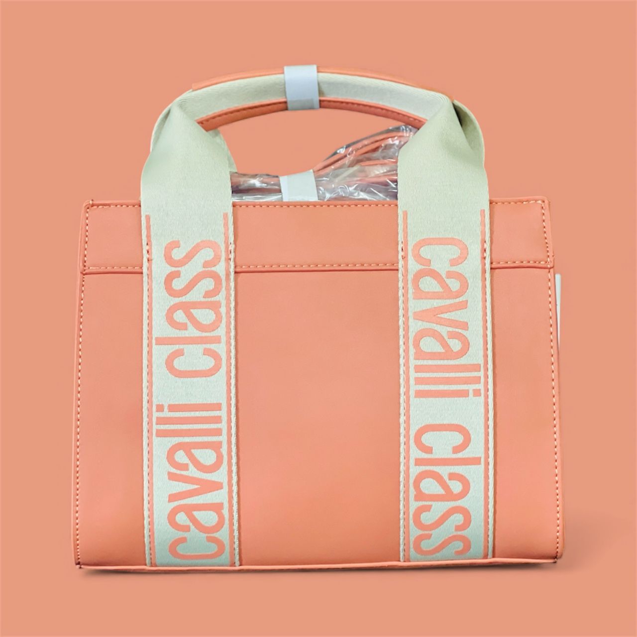 Cavalli pink and white leather tote bag