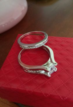 Silver white gold band set 18k