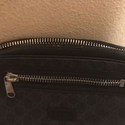 Gucci GG Supreme Black Belt Leather Bag