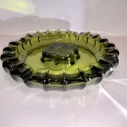 Vintage Huge Emerald Green Fostoria Coin Glass Ashtray Large Heavy 10" Nice!