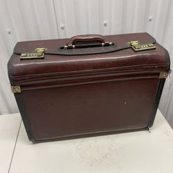 Vintage Brown & Black Pilot Case by Hit Authentic Vintage Distressed Large Briefcase Attorney Briefcase Catalog Case for Lots of Files