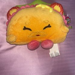 Shopkins Taco Terrie Plush Just Play Soft Stuffed Toy Mustache 6” 2016 NWT