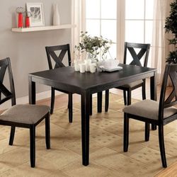 Brand New Brushed Black & Brown 5pc Dining Table Set