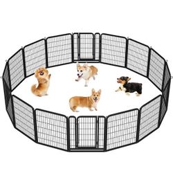 16-Panel Foldable Pet Fence - 31.5" Tall, Black