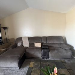 Chocolate Couch with Charging Station