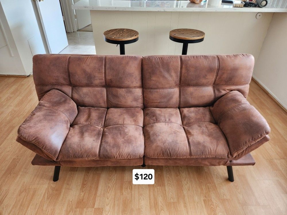71" Convertible Faux Leather Futon