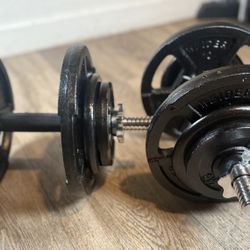 Standard Adjustable Dumbbells Cast Iron Plates.  Total : 80 lbs