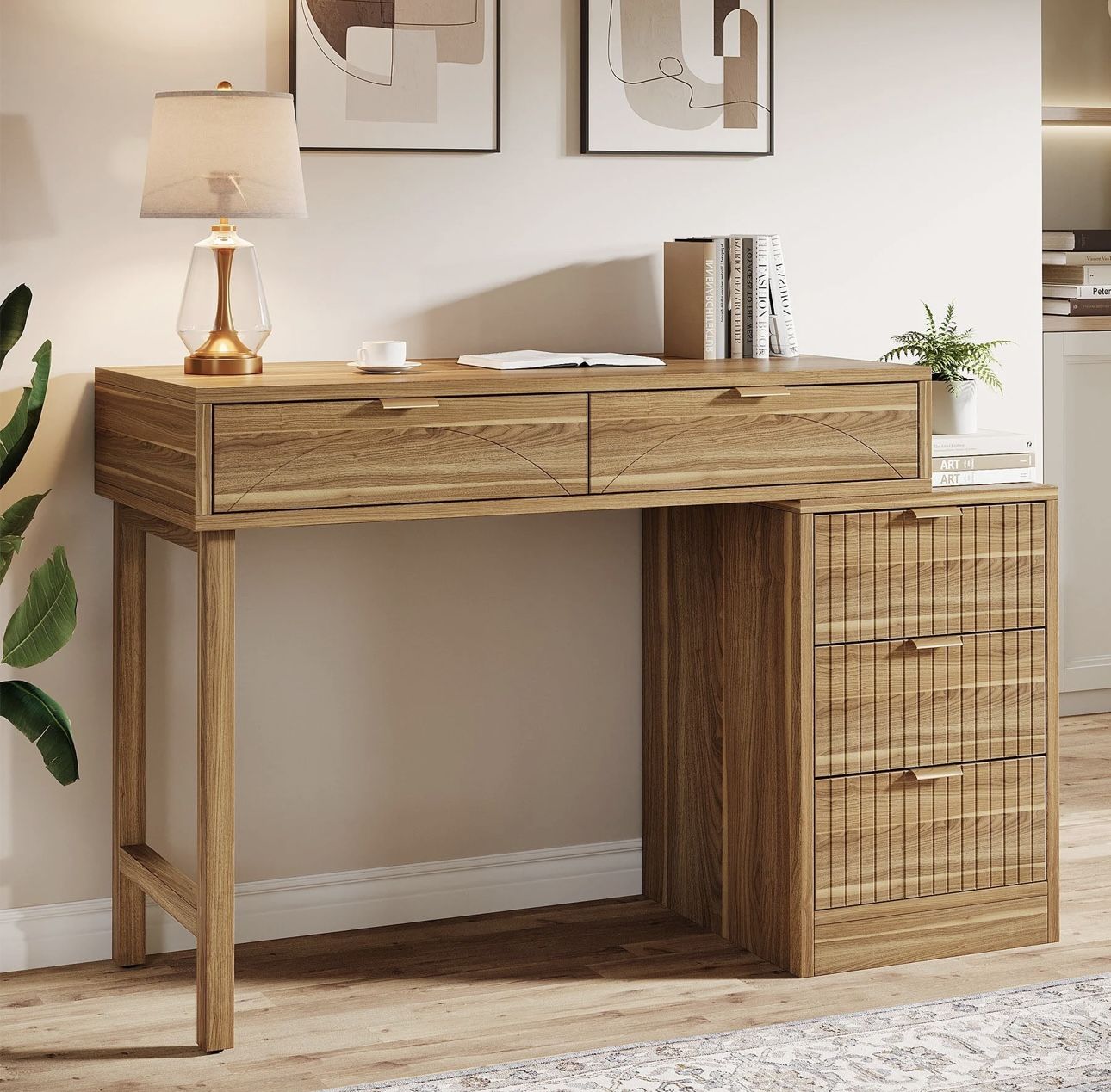 RY0242 55" Computer Desk, Modern Home Office Desk Study DeskRY024255" Computer Desk, Modern Home