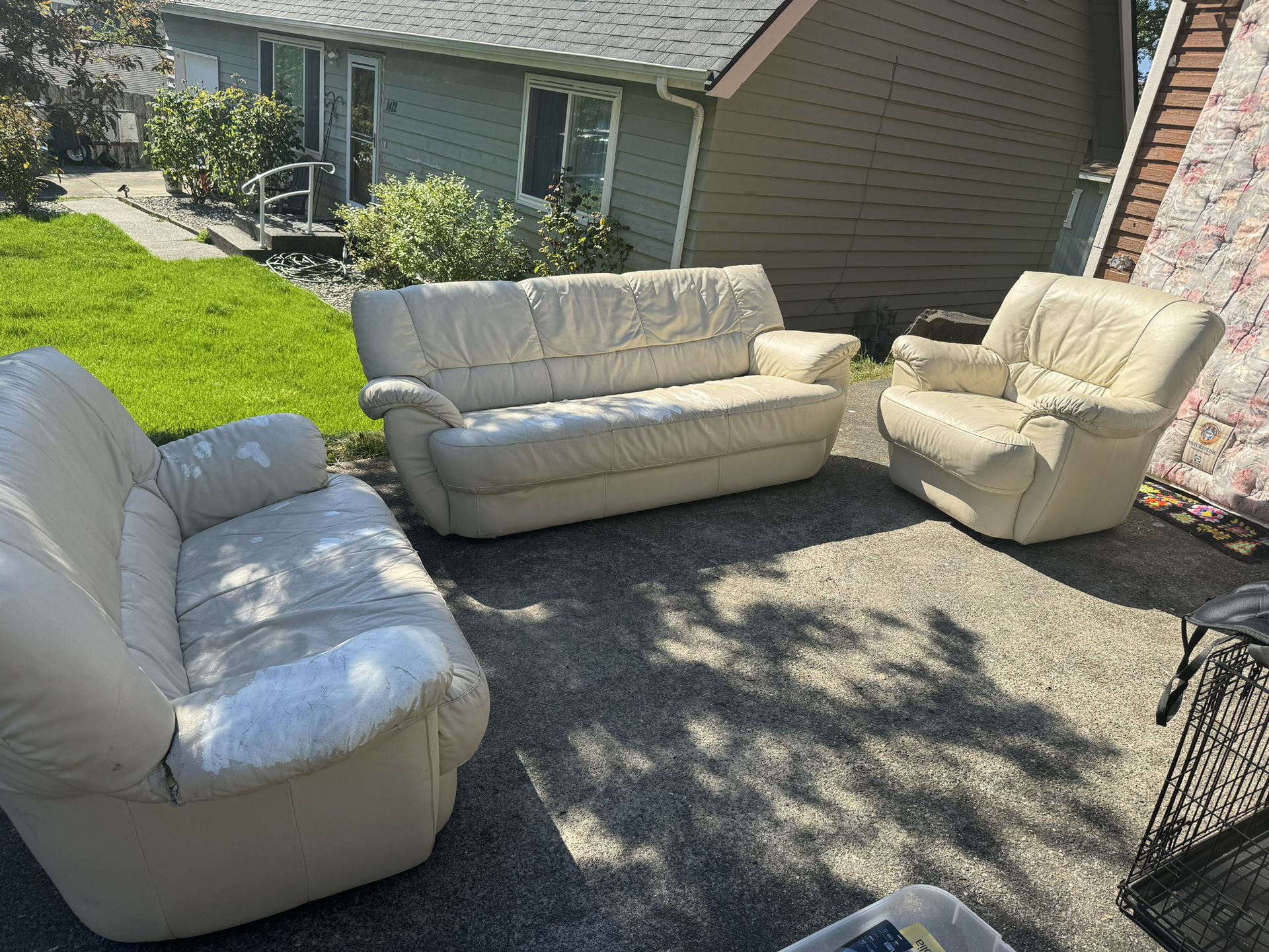 3 Piece Leather Couches 