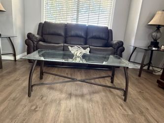 Glass coffee table and 2 end tables