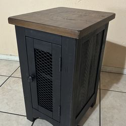 End Table Black/Brown Distressed Wood