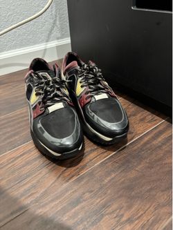 2019 Fendi men’s fancy sneakers burgundy mesh with pvc and leather