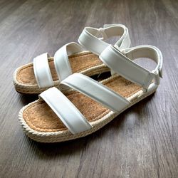 Vince Elian Leather Espadrille Sandals Women’s 7.5 Optic White