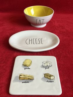 RAE DUNN YELLOW SOUP CEREAL BOWL + SQUARE & OVAL CHEESE Small PLATE TRAY ‼️ See HUGE Collection Of RARE & VINTAGE Items Here ...